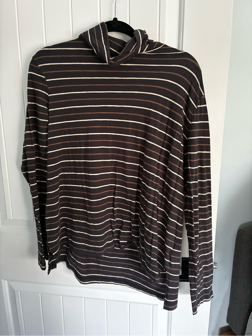 Madewell Women’s Brown & Cream Striped Turtleneck Top